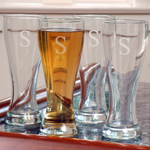 Pilsner Glass Set of 4 Beer Glasses, Personalized