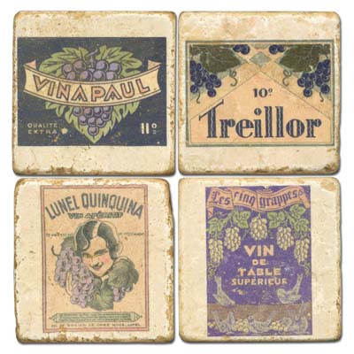 Tumbled Italian Botticino Marble Coasters