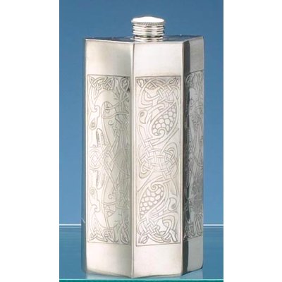Pewter Panel Iona Flask from England