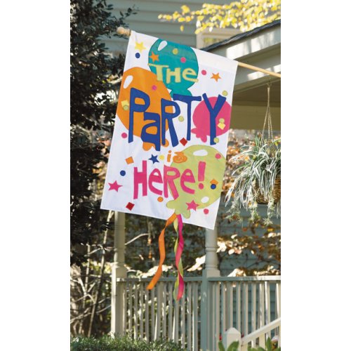The Party is Here! Large Flag