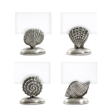 Pewter Plated Sea Life Place Card Holders (Set of 4)