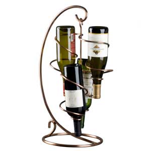 Table Tendril 4 Bottle Copper Wine Rack