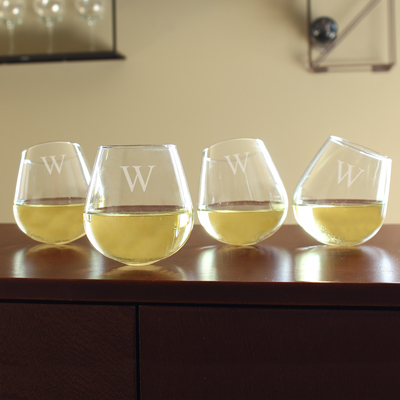 Personalized Tipsy Stemless Wine Glasses