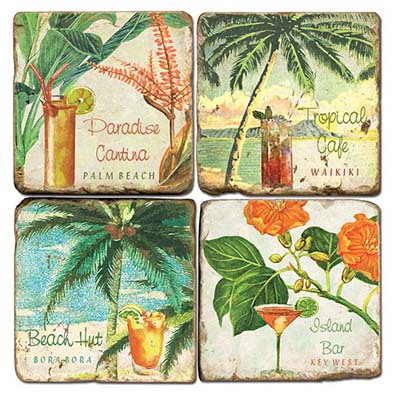 Marble Tropical Drinks Coasters (set of 4)