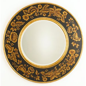 Black Floral Beveled Mirror