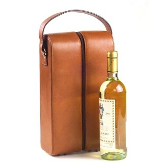 Tuscan Tan Leather Two Wine Bottle Holder 