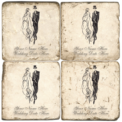 Wedding Bride and Groom Marble Coasters
