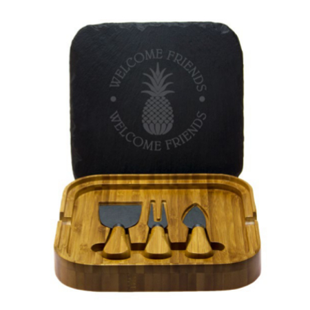 Welcome Friends Square Cheese Set with Tools