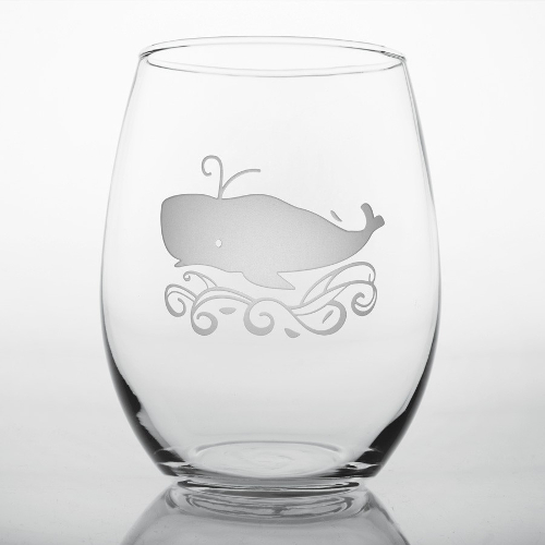 Etched Whale Red Wine Tumblers (set of 4)