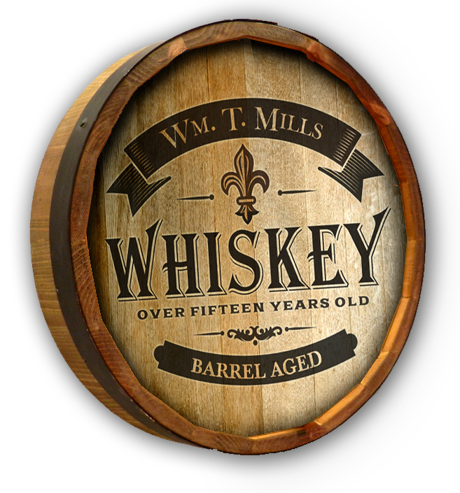 Barrel Age Whiskey Personalized Quarter Barrel Sign