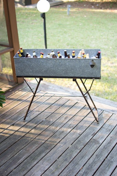 Galvanized Drink Tub With Stand & Bottle Opener