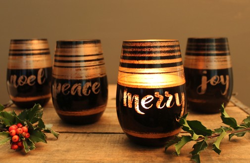 Holiday Cosmo Black & Bronze Wine Tumblers (set of 4)