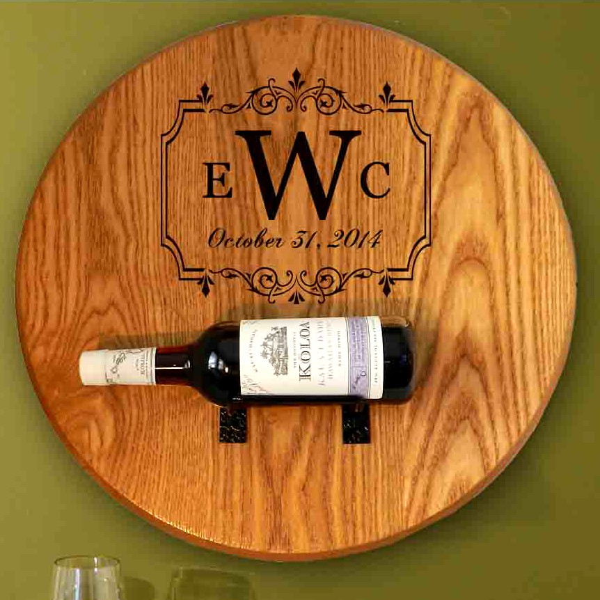 Monogram Barrel Head Wine Bottle Holder
