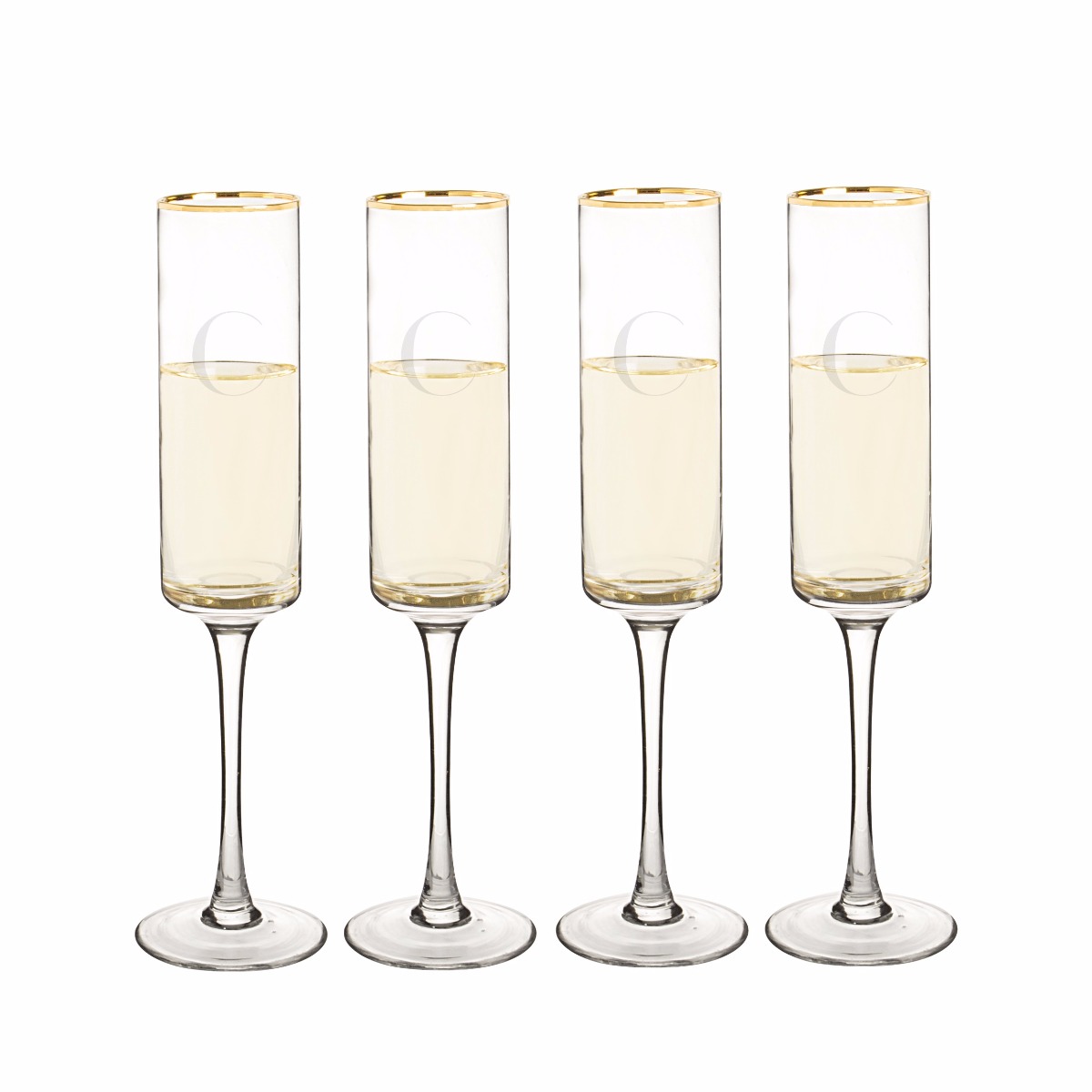 Personalized Gold Rim Champagne Flutes (set of 4)