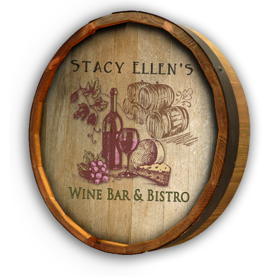 Personalized Wine and Cheese Quarter Barrel Sign