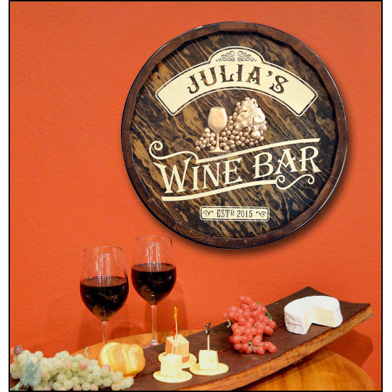 Personalized Wine Bar Quarter Barrel Sign