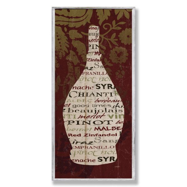 Wine Bottle with Damask Wall Art