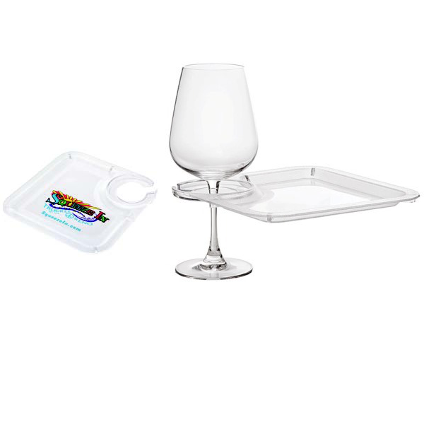 Cocktail Plates with Wine Glass Holder and Company Logo