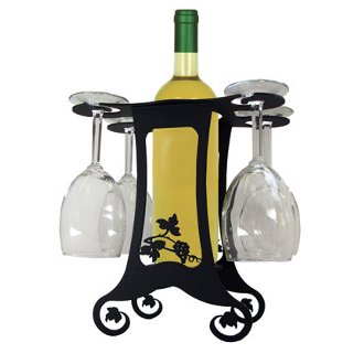 Wrought Iron Wine Bottle and Stemware Caddy