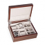 4 Watch and 6 Cufflink Storage Box in Walnut Matt Finish