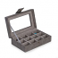 12 Cufflink Storage Case in Grey with Soft Velour Lining
