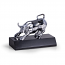 Chrome Plated Bull Sculpture on Black Marble Base