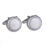 Rhodium Plated Round Cufflinks in Satin Finish