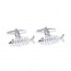 Rhodium Plated Scaled Fish Design Cufflinks