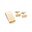 Gold Plated Rectangular Design Cufflinks and Money Clip Set