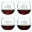 Fish Assortment Etched Stemless Wine Glass Set