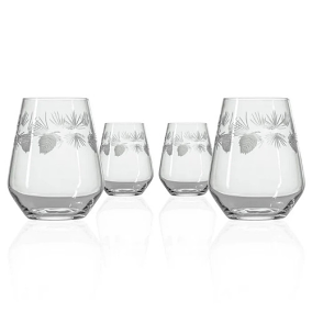 Icy Pine Etched Red Wine Tumblers (set of 4)
