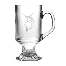 Marlin Footed Mug, 10Oz.  Etched Glass Coffee Mug Set