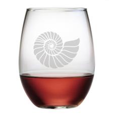 Nautilus Shell, Stemless Glass, 15Oz.,  S/4