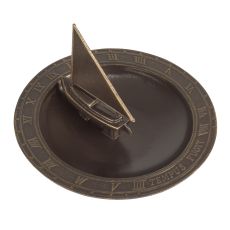 Sailboat Sundial Birdbath, French Bronze