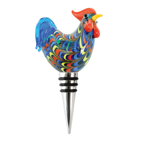 Country Cottage: Rooster Glass Bottle Stopper