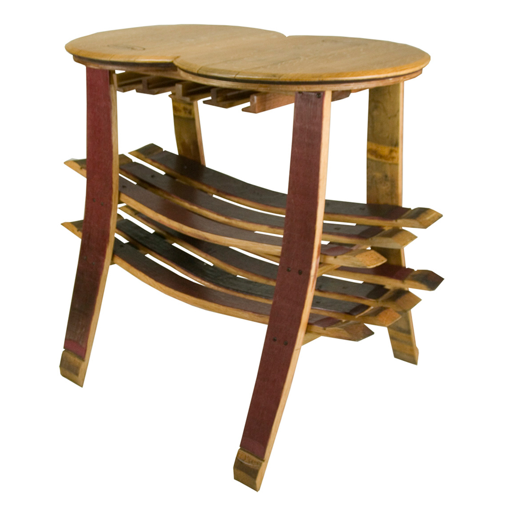 Wine Barrel Table Rack With Glass Holder