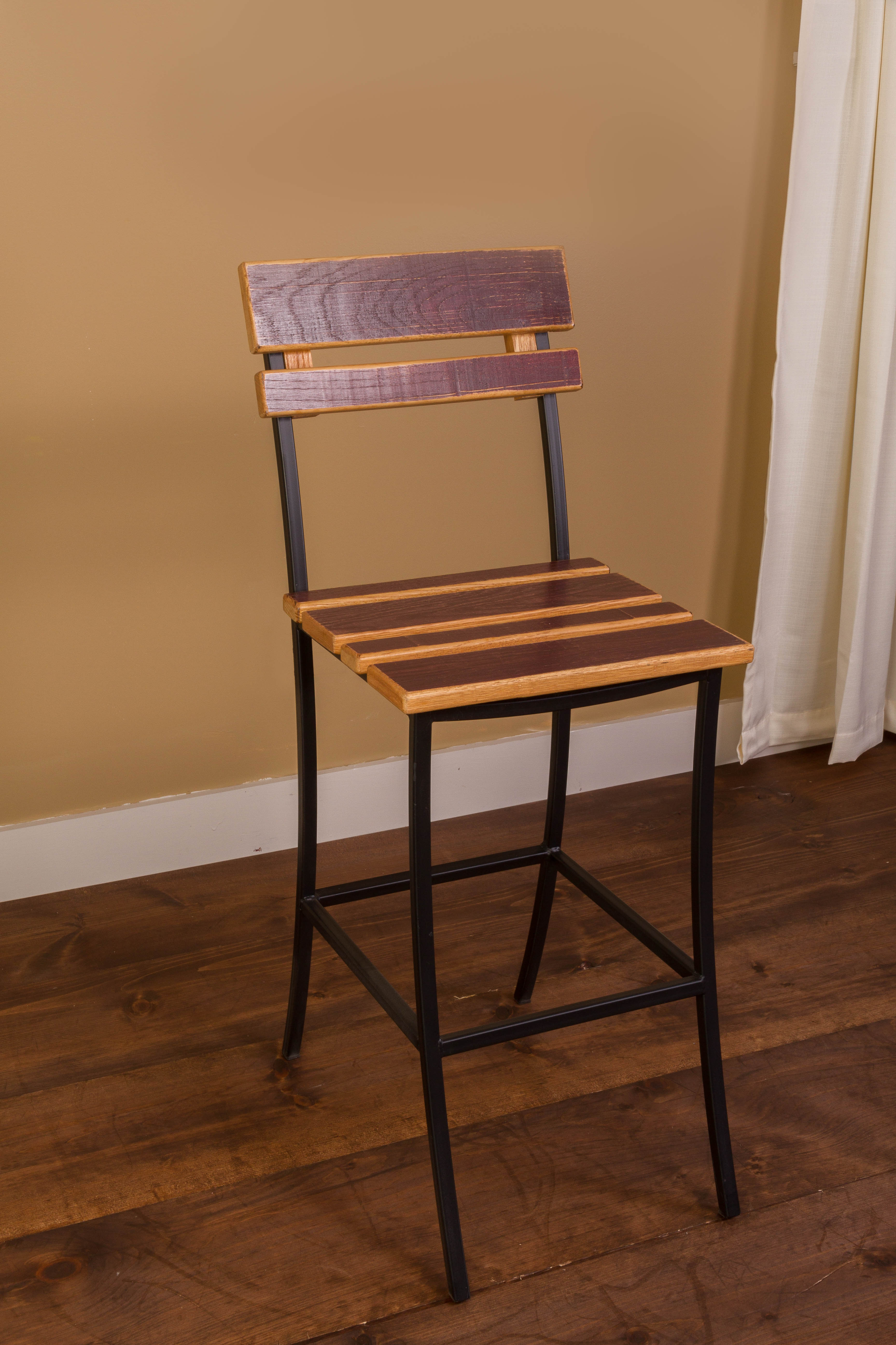Iron Stool with Barrel Head Back and Seat