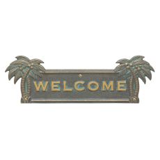 Palm Tree Welcome Plaque, Bronze Verdigris