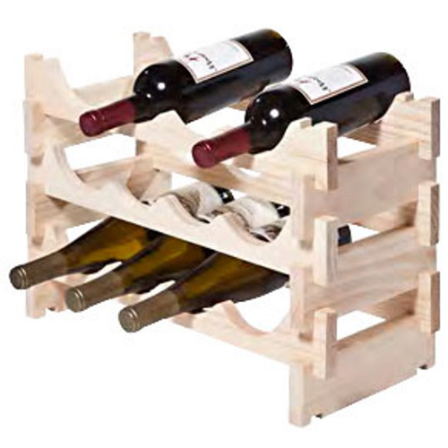 12 Bottle Stackable Wooden Wine Rack - Natural