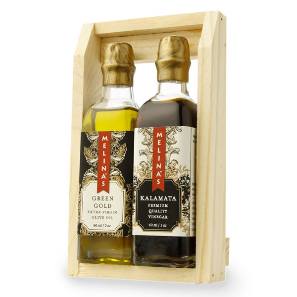 Mediterranean Olive Oil & Kalamata Vinegar Wooden Gift Box Set (60ml)