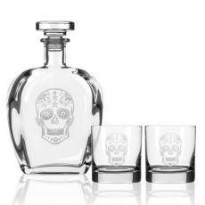 Sugar Skull Decanter OTR set of 3 in Gift Box