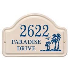 Personalized Palm Ceramic Arch, Bristol Plaque With Dark Blue Etching