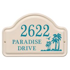 Personalized Palm Ceramic Arch, Bristol Plaque With Sea Blue Etching