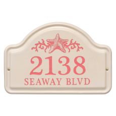 Personalized Star Fish Ceramic Arch Plaque, Bristol Plaque With Coral Etching
