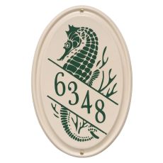 Personalized Sea Horse Ceramic Vertical Plaque, Bristol Plaque With Green Etching
