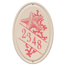 Personalized Star Fish Ceramic Oval Plaque, Bristol Plaque With Coral Etching