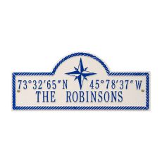 Personalized Coordinates Plaque, White / Navy