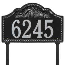 Personalized Rope Shell Arch Plaque Lawn, Black / Silver