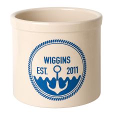 Personalized Anchor Established Crock, Bristol Crock With Dark Blue Etching