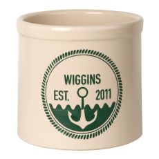 Personalized Anchor Established Crock, Bristol Crock With Green Etching